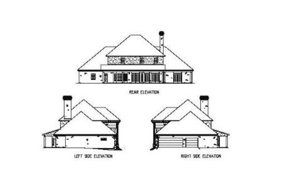 Exterior - Rear Elevation for Southern House Plan #16-235 - 4 bed, 3.5 bath