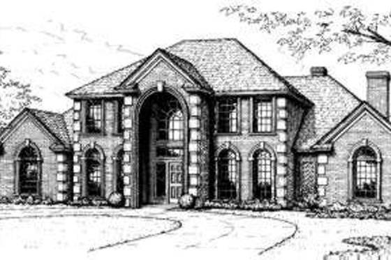Exterior - Front Elevation for European House Plan #310-172 - 4 bed, 4.5 bath