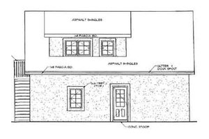 Exterior - Rear Elevation for Traditional House Plan #116-131 - 1 bed, 1 bath