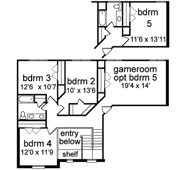 Traditional Floor Plan - Upper Floor Plan #84-167