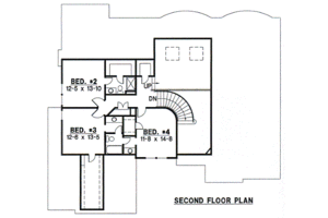 Floor Plan - Upper Floor for European House Plan #67-700 - 4 bed, 3.5 bath