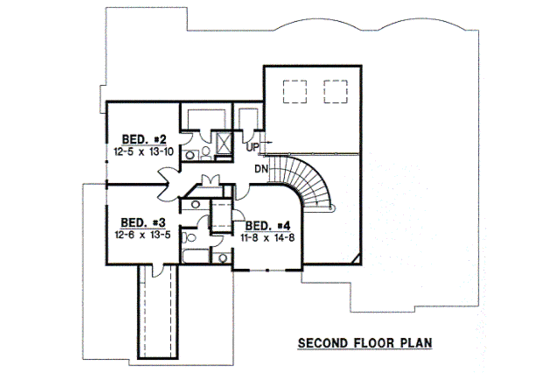 Floor Plan - Upper Floor for European House Plan #67-700 - 4 bed, 3.5 bath