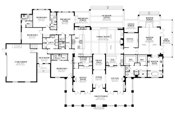 Floor Plan - Main Floor for Colonial House Plan #1058-222 - 4 bed, 5.5 bath