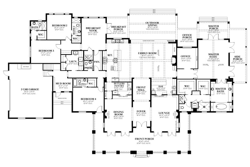House Blueprint - Floor Plan - Main Floor for Colonial House Plan #1058-222 - 4 bed, 5.5 bath