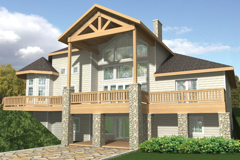 Architectural House Design - Exterior - Rear Elevation 3 for Contemporary House Plan #117-844 - 4 bed, 3.5 bath