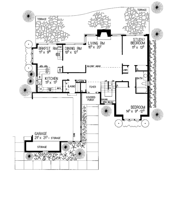 Dream House Plan - Tudor Floor Plan - Main Floor Plan #72-854