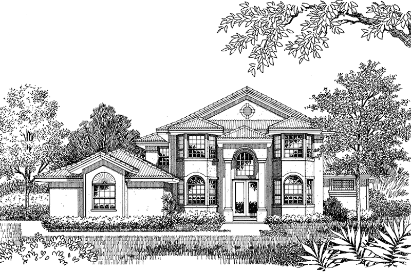 Dream House Plan - Mediterranean Exterior - Front Elevation Plan #417-499