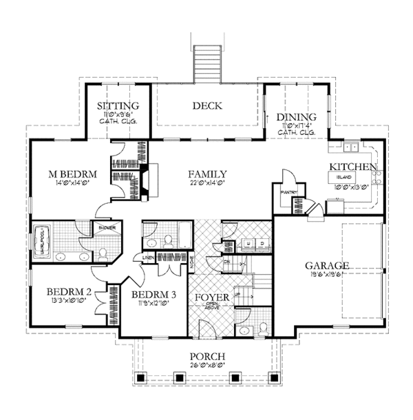 House Blueprint - Craftsman Floor Plan - Main Floor Plan #1029-62