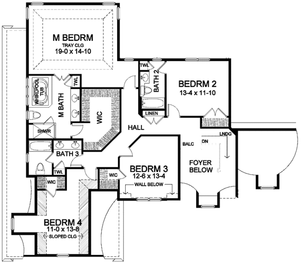 House Design - Colonial Floor Plan - Upper Floor Plan #328-435