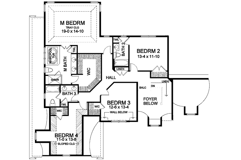 Home Plan - Floor Plan - Upper Floor for Colonial House Plan #328-435 - 5 bed, 4 bath