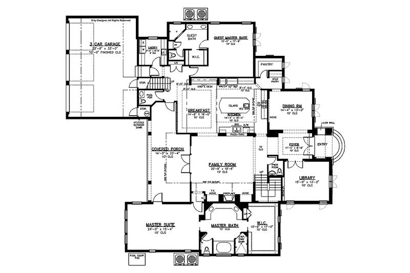 Architectural House Design - Floor Plan - Main Floor for European House Plan #1019-5 - 5 bed, 5 bath