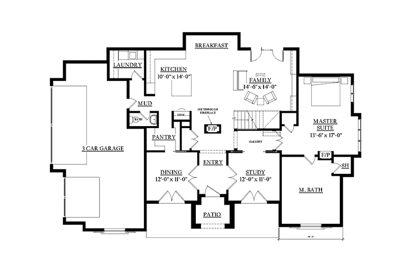 Home Plan - Floor Plan - Main Floor for Country House Plan #937-32 - 4 bed, 2.5 bath