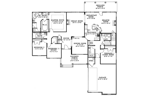 Floor Plan - Main Floor for Country House Plan #17-3118 - 5 bed, 4 bath