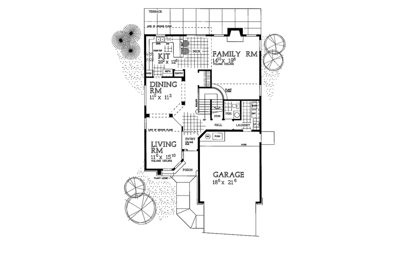 House Blueprint - Floor Plan - Main Floor for Contemporary House Plan #72-953 - 3 bed, 2.5 bath