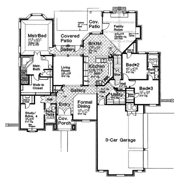 Architectural House Design - European Floor Plan - Main Floor Plan #310-1188
