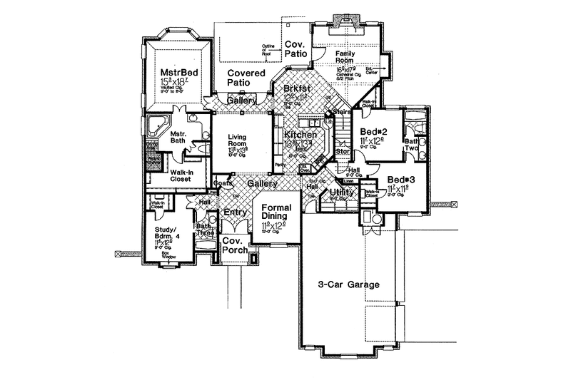Architectural House Design - Floor Plan - Main Floor for European House Plan #310-1188 - 4 bed, 3 bath