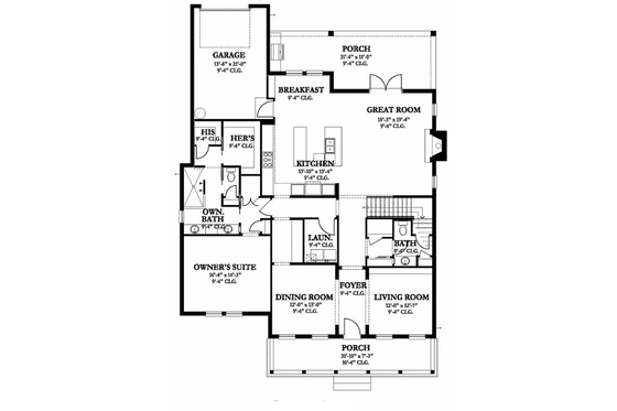 Floor Plan - Main Floor for Colonial House Plan #1058-132 - 4 bed, 3.5 bath