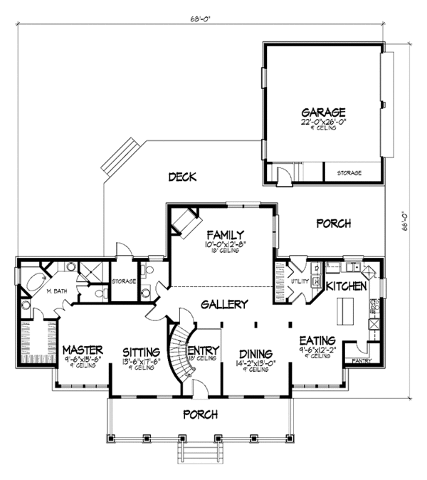 Architectural House Design - Country Floor Plan - Main Floor Plan #320-1476