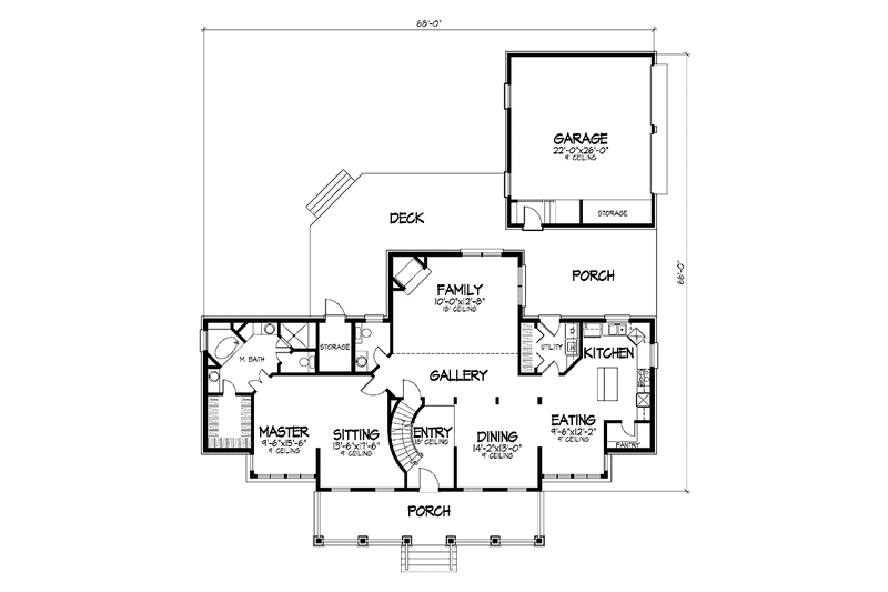 Home Plan - Floor Plan - Main Floor for Country House Plan #320-1476 - 3 bed, 2.5 bath
