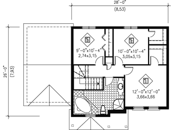 European Floor Plan - Upper Floor Plan #25-4159