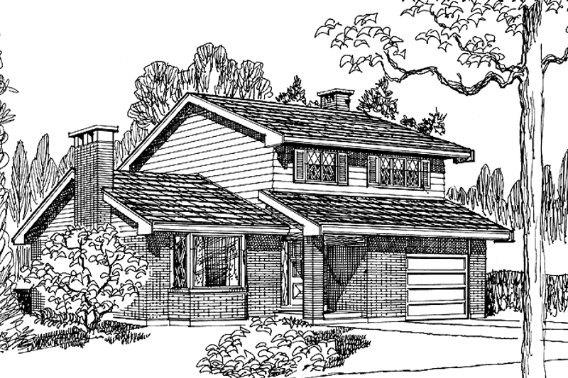 Home Plan - Exterior - Front Elevation 3 for Contemporary House Plan #47-964 - 3 bed, 1.5 bath
