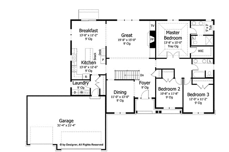 Dream House Plan - Floor Plan - Main Floor for European House Plan #51-988 - 3 bed, 2 bath