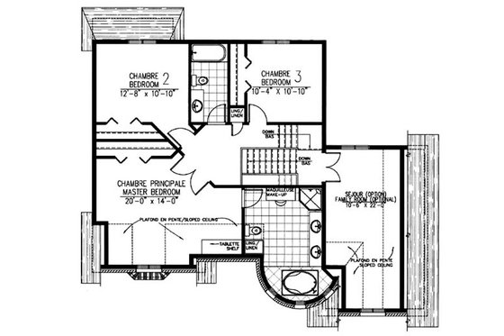 Floor Plan - Upper Floor for European House Plan #138-336 - 3 bed, 2.5 bath