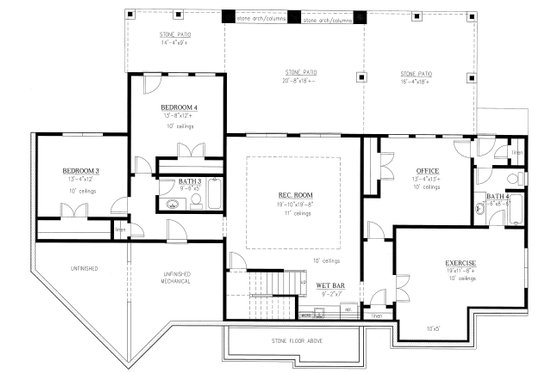 Floor Plan - Lower Floor for Craftsman House Plan #437-116 - 4 bed, 4 bath