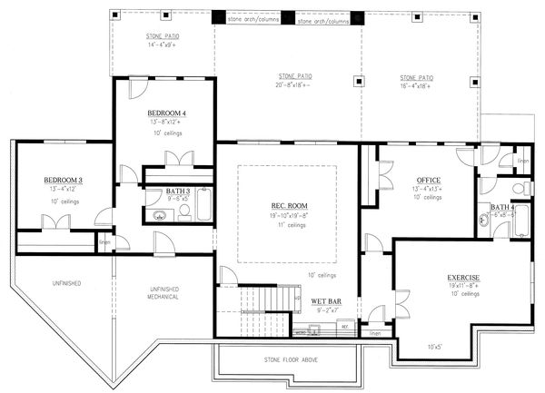 Craftsman Floor Plan - Lower Floor Plan #437-116