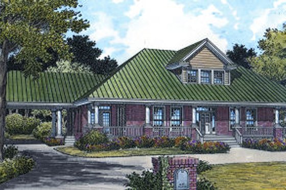Exterior - Front Elevation for Southern House Plan #417-341 - 3 bed, 2.5 bath
