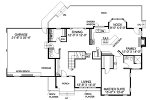 Floor Plan - Main Floor for Traditional House Plan #60-168 - 3 bed, 2.5 bath