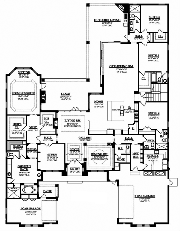 Architectural House Design - Mediterranean Floor Plan - Main Floor Plan #1058-84