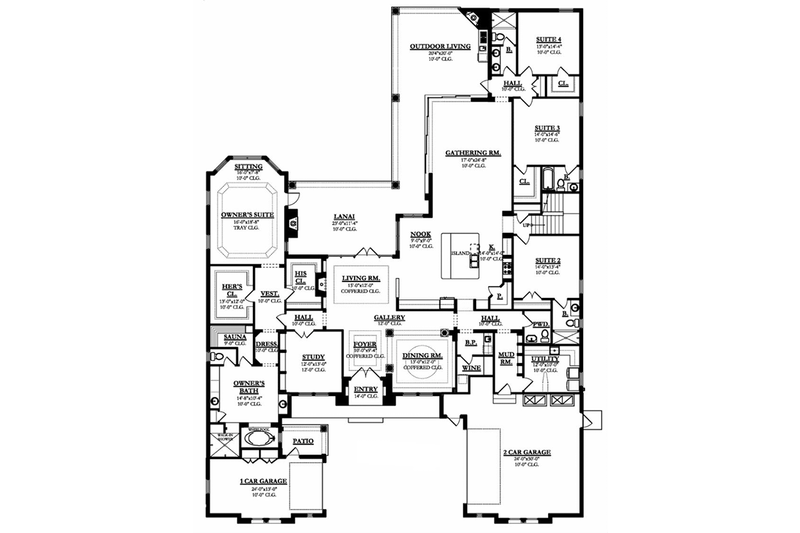 Dream House Plan - Floor Plan - Main Floor for Mediterranean House Plan #1058-84 - 4 bed, 4.5 bath