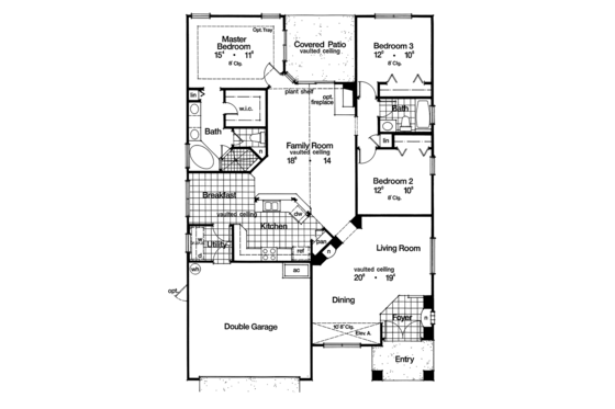 Floor Plan - Main Floor for Craftsman House Plan #417-826 - 3 bed, 2 bath