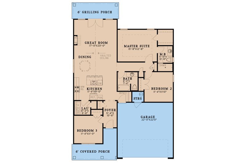 Dream House Plan - Floor Plan - Main Floor for Cottage House Plan #923-246 - 3 bed, 2 bath