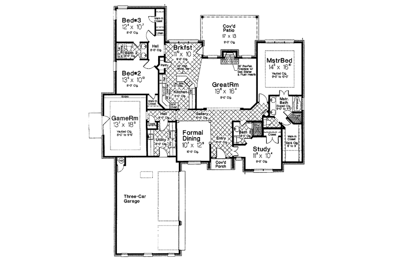 Dream House Plan - Floor Plan - Main Floor for Country House Plan #310-1199 - 3 bed, 3 bath