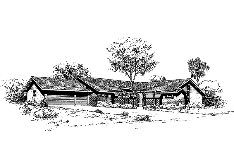 Home Plan - Exterior - Front Elevation 3 for Ranch House Plan #60-966 - 3 bed, 2 bath