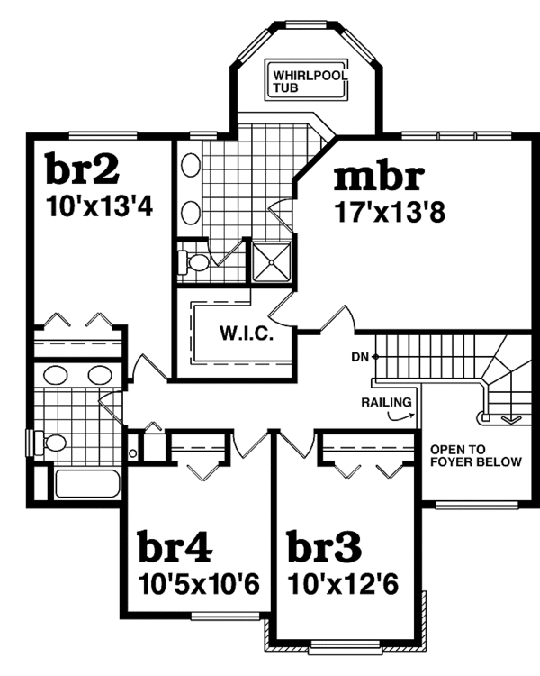 House Blueprint - European Floor Plan - Upper Floor Plan #47-1028