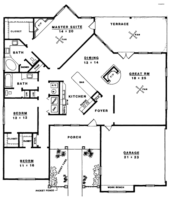 Architectural House Design - Country Floor Plan - Main Floor Plan #14-270