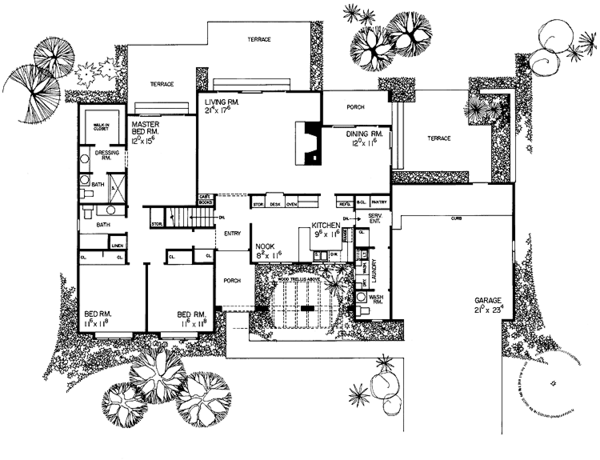 House Blueprint - Adobe / Southwestern Floor Plan - Main Floor Plan #72-710