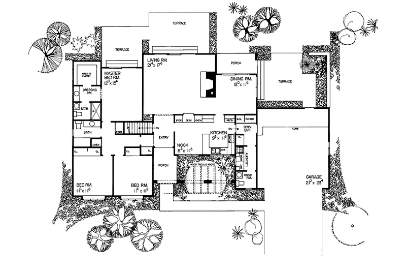 Architectural House Design - Floor Plan - Main Floor for Adobe / Southwestern House Plan #72-710 - 3 bed, 2.5 bath