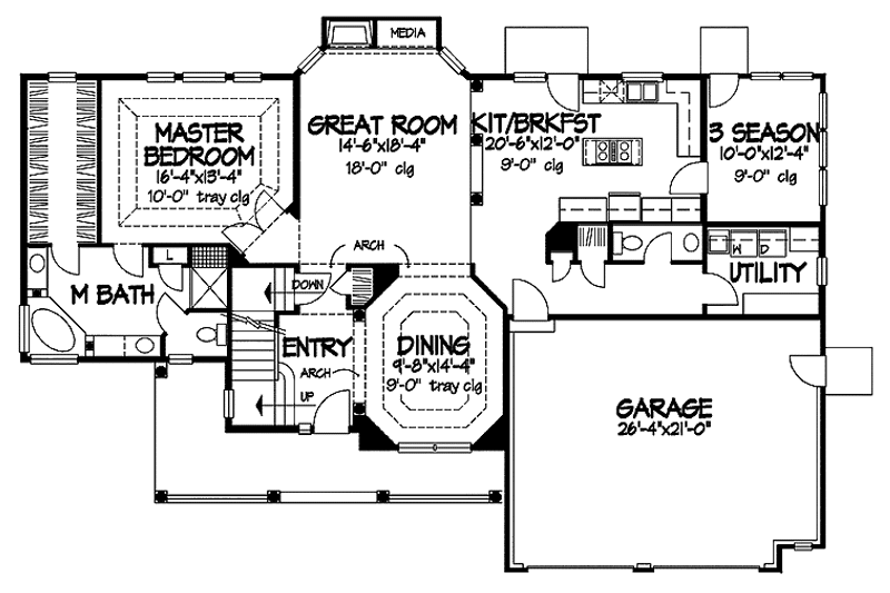 Home Plan - Floor Plan - Main Floor for Country House Plan #320-653 - 3 bed, 2.5 bath