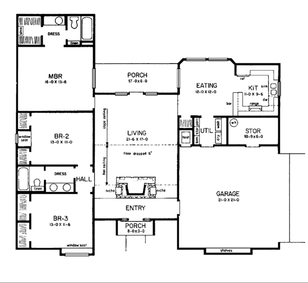 House Plan Design - Contemporary Floor Plan - Main Floor Plan #36-529