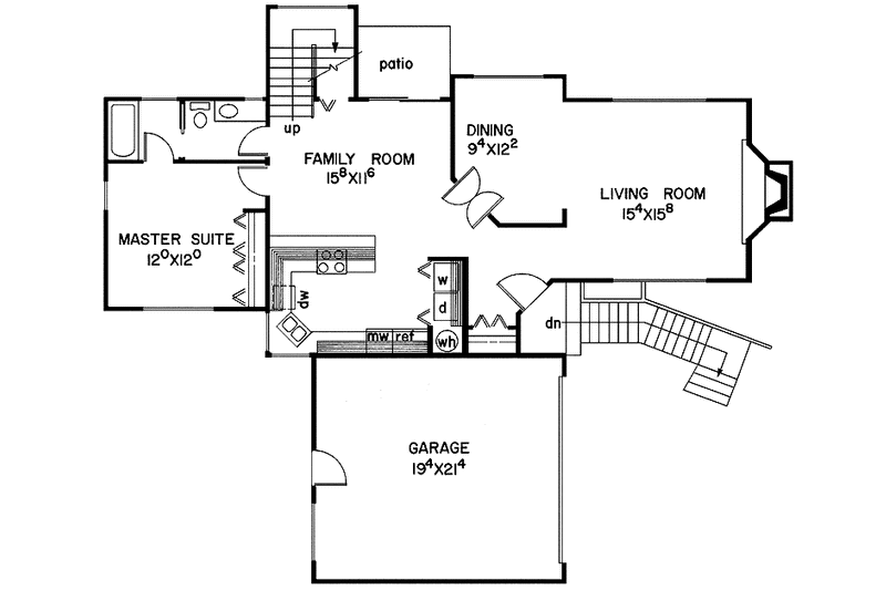 Home Plan - Floor Plan - Main Floor for Contemporary House Plan #60-755 - 3 bed, 2 bath