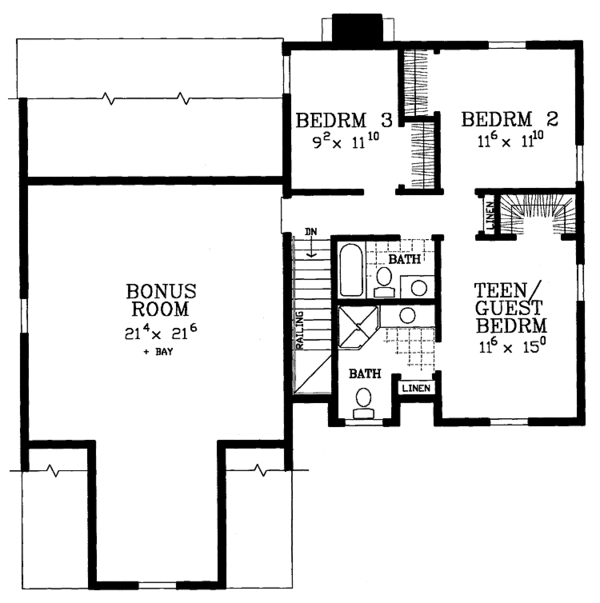 Dream House Plan - Country Floor Plan - Upper Floor Plan #72-1121