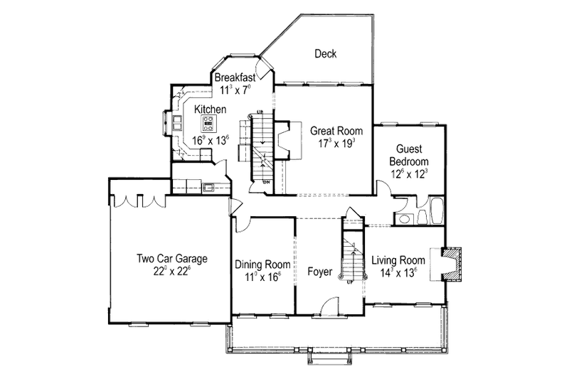 Architectural House Design - Floor Plan - Main Floor for Country House Plan #429-24 - 5 bed, 4 bath