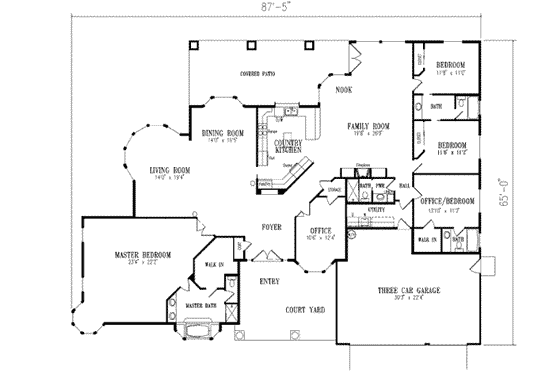 Floor Plan - Main Floor for Mediterranean House Plan #1-823 - 5 bed, 4 bath