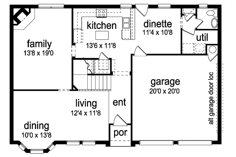 Home Plan - Floor Plan - Main Floor for Traditional House Plan #84-695 - 4 bed, 2.5 bath