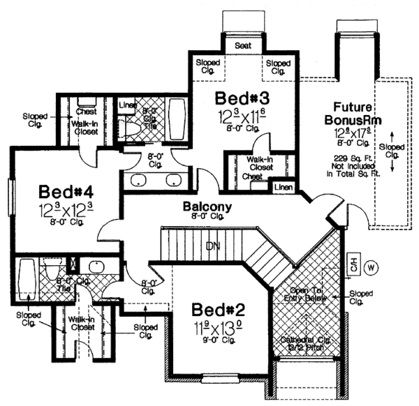 Dream House Plan - Country Floor Plan - Upper Floor Plan #310-1196