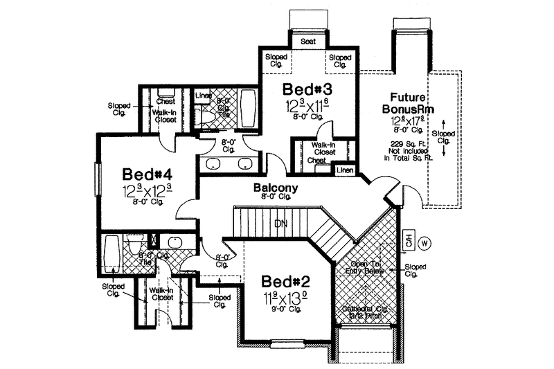 Dream House Plan - Floor Plan - Upper Floor for Country House Plan #310-1196 - 4 bed, 3.5 bath